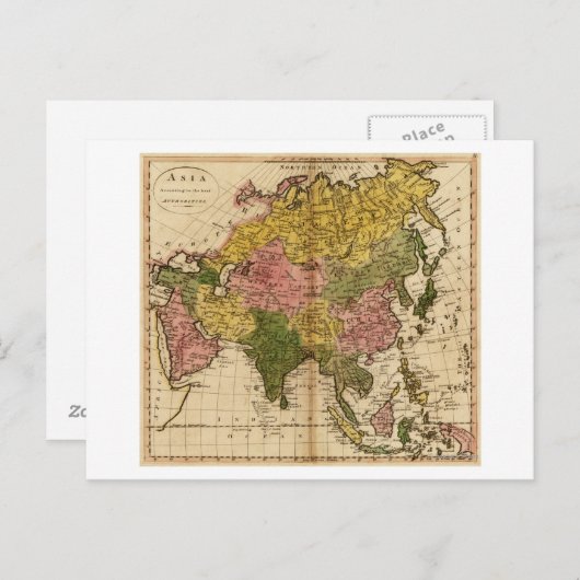 AsiaPanoramic MapAsia 3 Briefkaart (Voorkant / Achterkant)