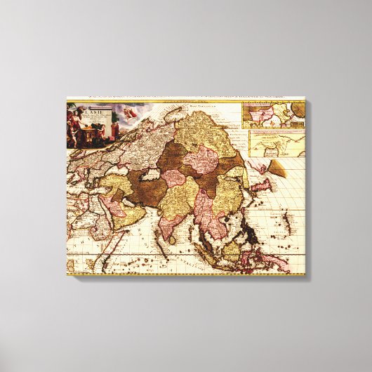 AsiaPanoramic MapAsia 4 Canvas Afdruk (Voorkant)