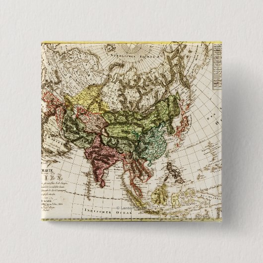 AsiaPanoramic MapAsia 7 Vierkante Button 5,1 Cm (Voorkant)