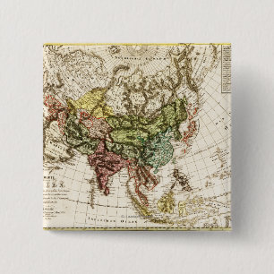 AsiaPanoramic MapAsia 7 Vierkante Button 5,1 Cm