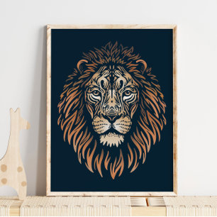 Asiatic Lion Wildlife Print   Liondruk