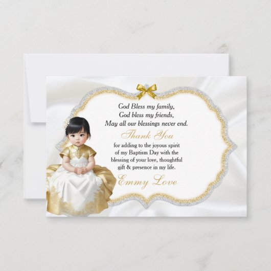 Asiatique Bébé fille Baptême Christening Merci (Devant)