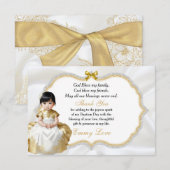 Asiatique Bébé fille Baptême Christening Merci (Devant / Derrière)