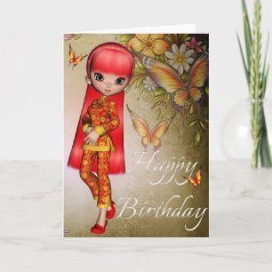 Asiatique Fleurs magnifiques Bonne carte d'anniver