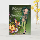 Asiatique Fleurs magnifiques joyeuses Carte d'anni (Fleur jaune)