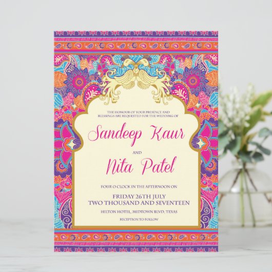 Asiatique - Mariage - Henna - Mehndi - Invitation (Debout devant)