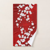 Asie Floral blanc cerisier rouge (Serviette à main)
