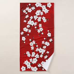Asie Floral blanc cerisier rouge