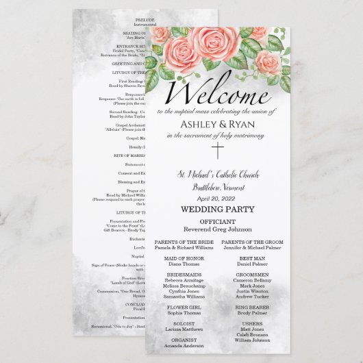 Asiel Katholiek Huwelijksprogramma met Mis (Voorkant / Achterkant)