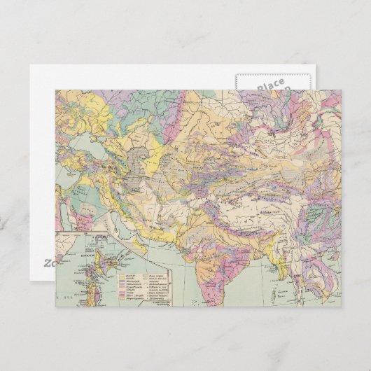 Asien u Europa - Atlas Map of Asia and Europe Briefkaart (Voorkant / Achterkant)