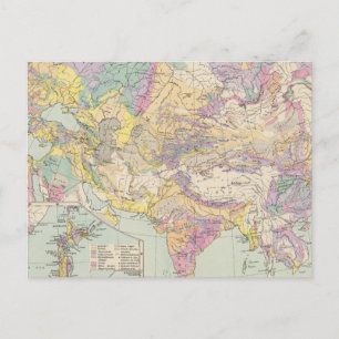 Asien u Europa - Atlas Map of Asia and Europe Briefkaart