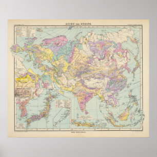 Asien u Europa - Atlas Map of Asia and Europe Poster