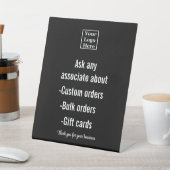 Ask Any Associate About Your Text & Business Logo Reclamebord Met Voetstuk (Insitu)