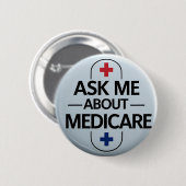 Ask Me About Medicare Red White Blue Ronde Button 5,7 Cm (Voorkant /achterkant)