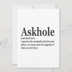 Askhole Definitie Grappige Grap Dictaat Volwassene Kaart