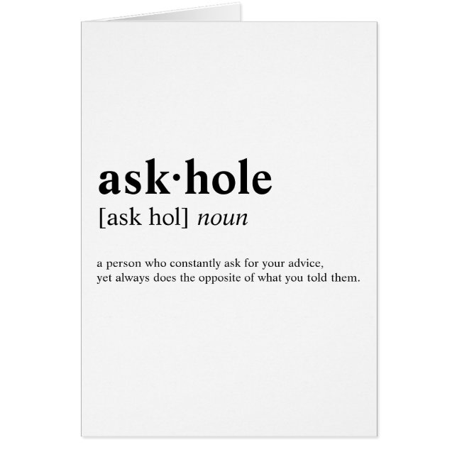 Askhole - signification de dictionnaire (Devant)