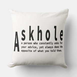 Askholes - Sarcastische woordenboekdefinitie Kussen