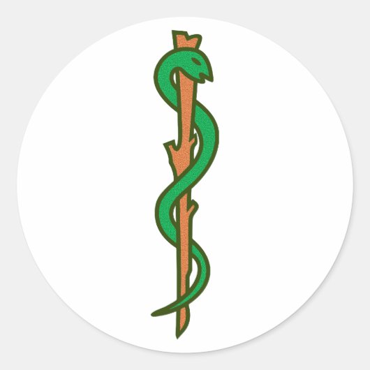 Äskulap Stab Asclepius staff Ronde Sticker (Voorkant)