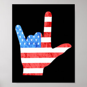 ASL 4 juli Amerikaanse Gebarentalen Dove Awarenen Poster