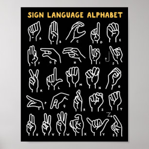 Asl Abc Amerikaanse Gebarentaal Alfabet Retro Dove Poster