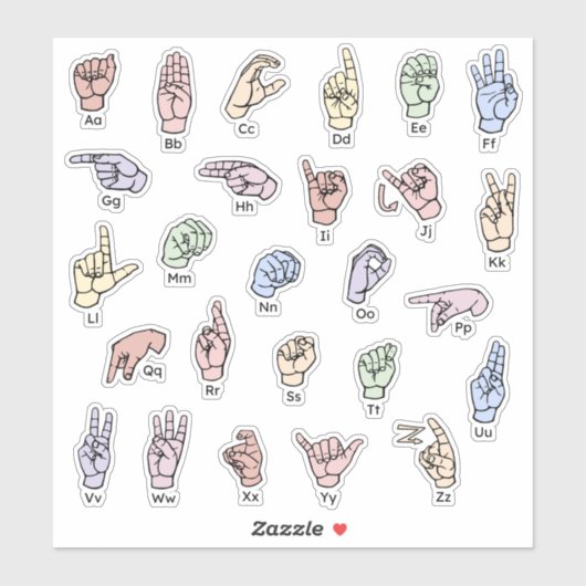 ASL ABC Sticker – Bright & Educational Sticker (Feuille)