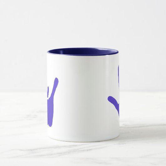ASL Aimer main en bleu sur les tasses (Centre)