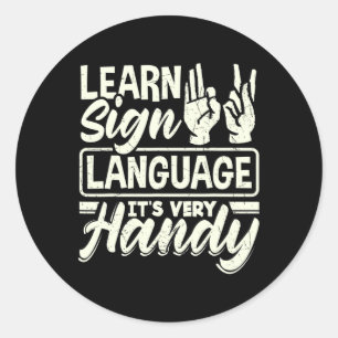 Asl Alfabet Docent Amerikaanse Gebarentaal Het Is Ronde Sticker