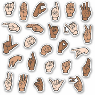 ASL Alphabet ABC Handtekens Huidtonen Sticker