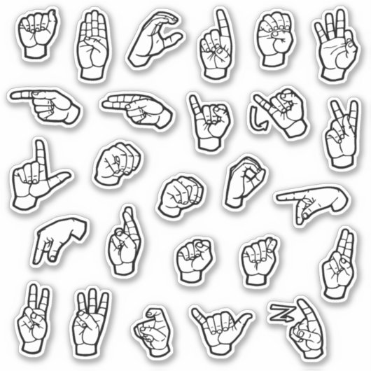 ASL Alphabet ABC Individuele Handtekens Sticker (Voorkant)
