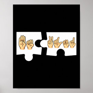 ASL Alphabet American Sing Language ASL-leraar Poster