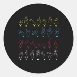 ASL Alphabet Teacher American Sing Language ASL Ronde Sticker