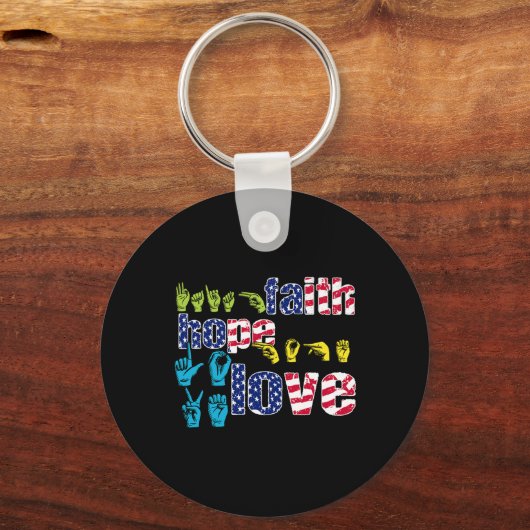 ASL American Sign Language 4th of julith Hope Sleutelhanger (Voorkant)