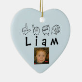 ASL American Sign Language Fingerspsed Liam Keramisch Ornament (Rechts)