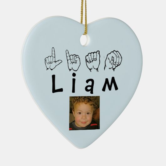 ASL American Sign Language Fingerspsed Liam Keramisch Ornament (Rechts)