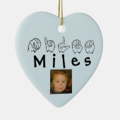 ASL American Sign Language Fingerspsed Miles Keramisch Ornament (Rechts)