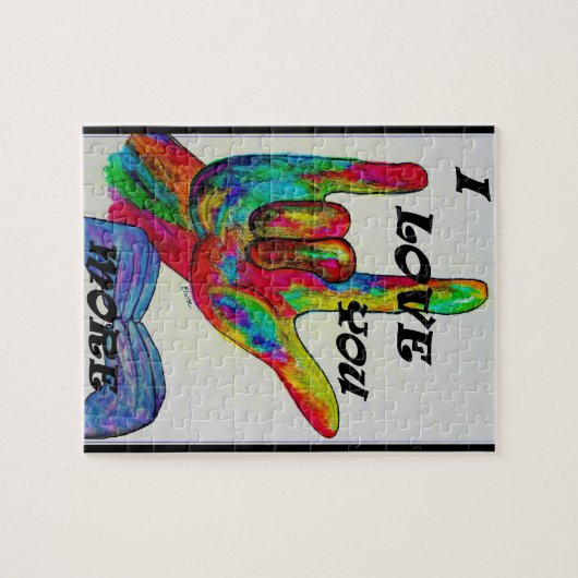 ASL American Sign Language Ik hou meer van je Legpuzzel (Horizontaal)