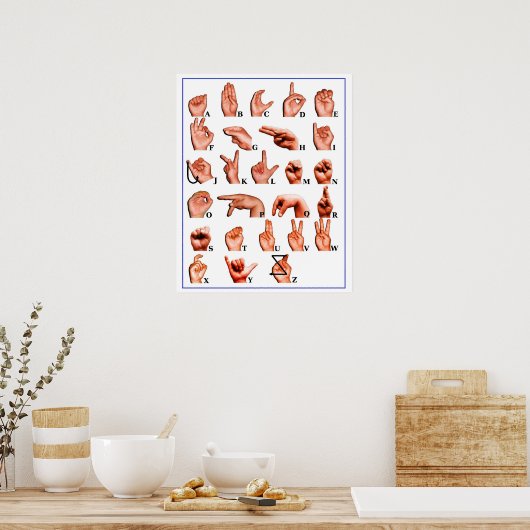 ASL American Sign Language Interprète Poster Sourd (Cuisine)