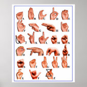 ASL American Sign Language Interprète Poster Sourd (Devant)