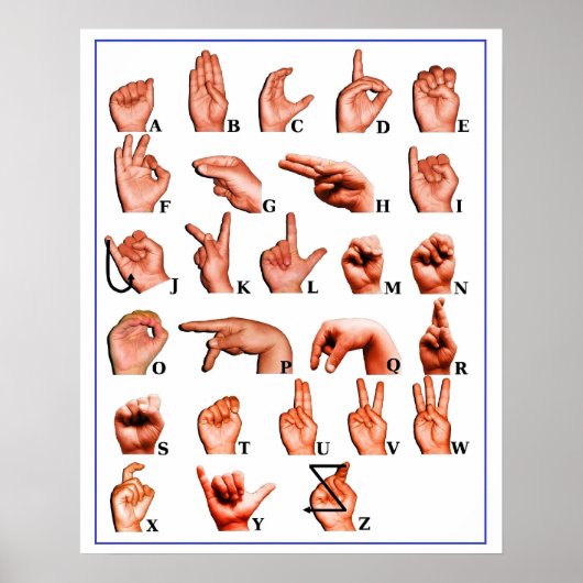 ASL American Sign Language Interprète Poster Sourd (Devant)