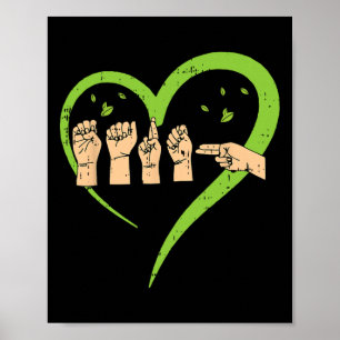 ASL Amerikaanse Gebarentaal Earth Day Environmenta Poster