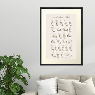  ASL Amerikaanse Gebarentaal Grafiek Poster