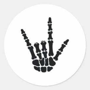 ASL Amerikaanse Gebarentaal I Love You Skeleton Ha Ronde Sticker