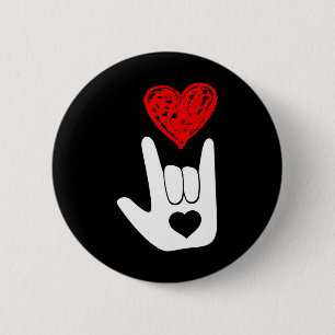 Asl Amerikaanse Gebarentaal Liefde Hand Gebaar Asl Ronde Button 5,7 Cm