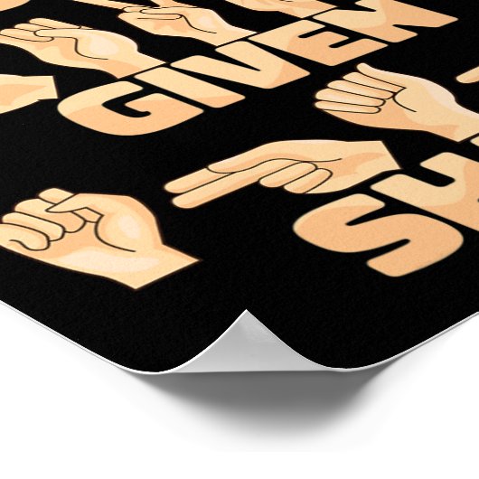 ASL Amerikaanse Gebarentaal Woorden gegeven vorm Poster (Hoek)