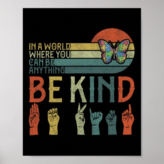 ASL Be Kind ASL Amerikaanse Gebarentaal Poster (Voorkant)