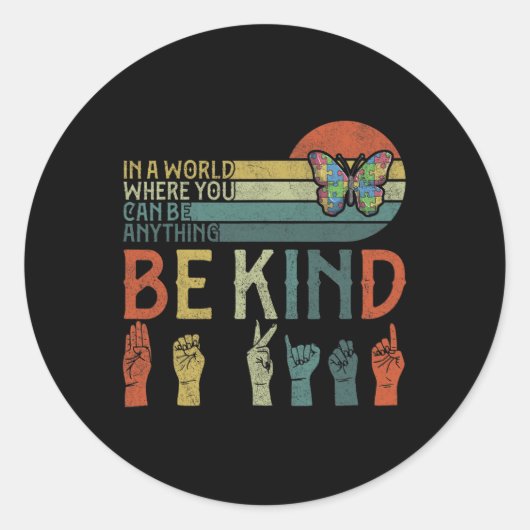 ASL Be Kind ASL Amerikaanse Gebarentaal Ronde Sticker (Voorkant)
