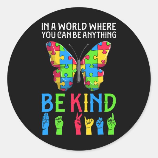 ASL Be Kind s1 ASL Amerikaanse gebarentaal Ronde Sticker (Voorkant)