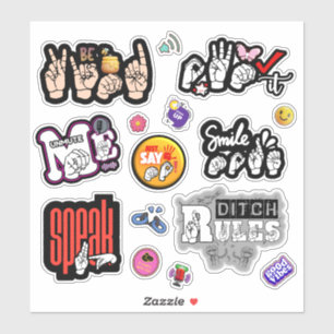 ASL-bevestigingsstickers – Stem, Vriendelijkheid, Sticker