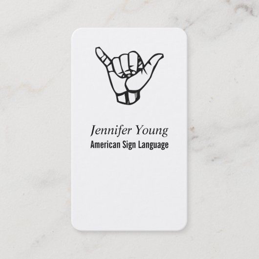 ASL, Carte de visite de langue des signes (Devant)