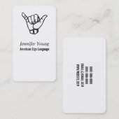 ASL, Carte de visite de langue des signes (Devant / Derrière)